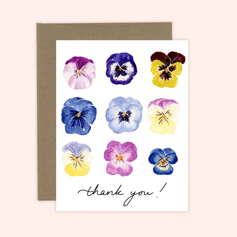 Almeida Illustrations Card - Thank You Pansies
