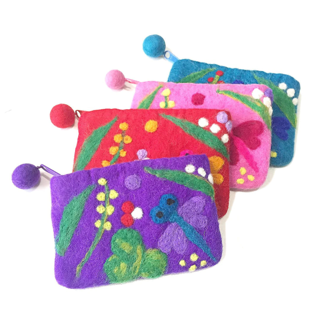 Hamro Felted Wool Coin Purse - Dragon Fly