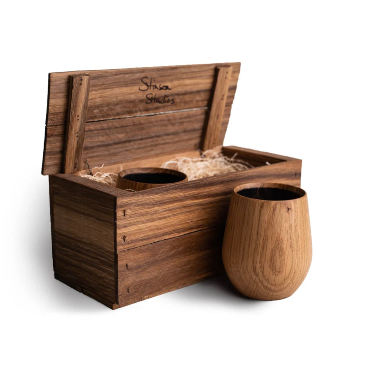 Stinson Studios Oak Whisky Tumbler Gift Set