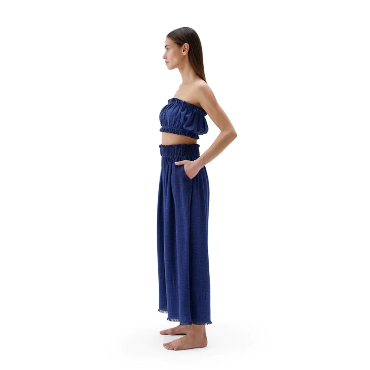 Pokoloko Linen-Cotton Bandeau Top