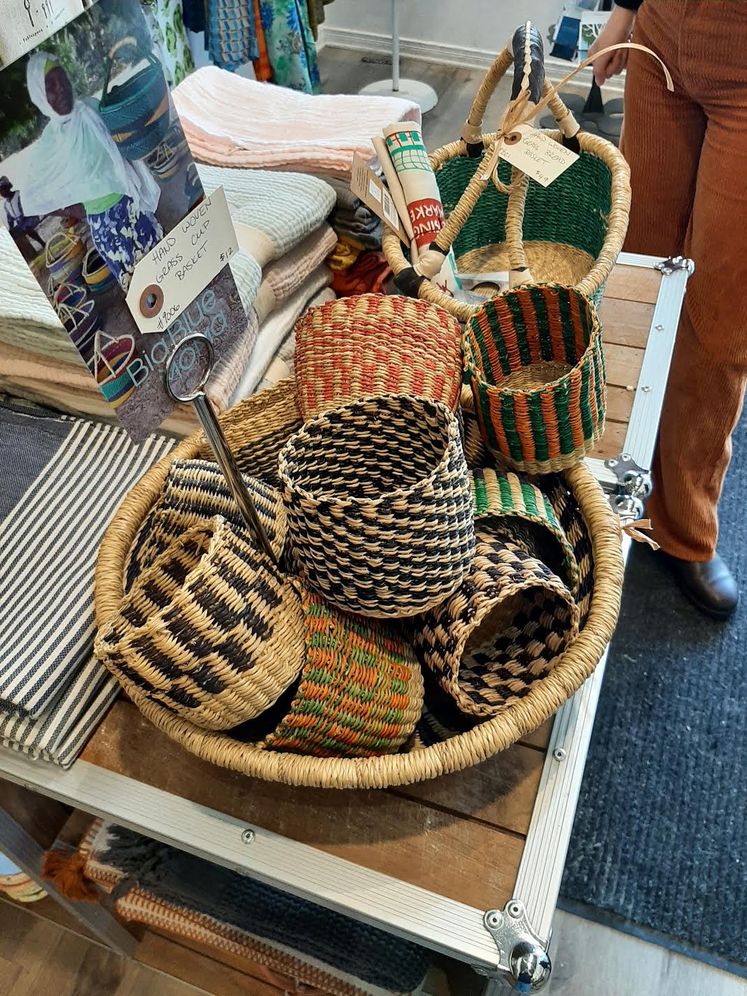 Big Blue Moma Hand Woven Cup Basket