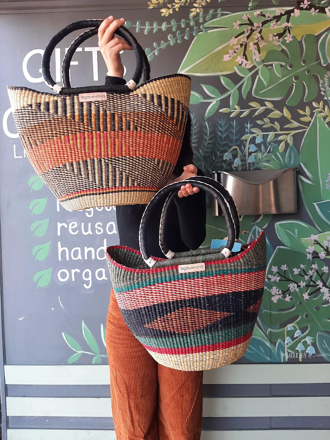 Big Blue Moma Hand Woven U Shopper