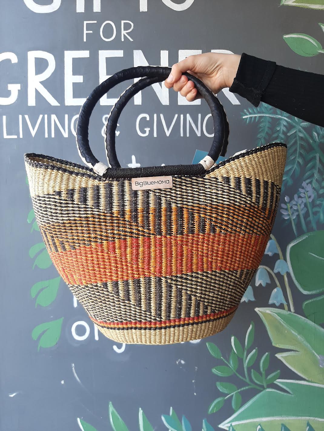 Big Blue Moma Hand Woven U Shopper