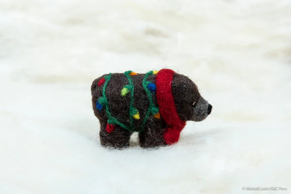 Spectacled Bear Hand Felted Ornament