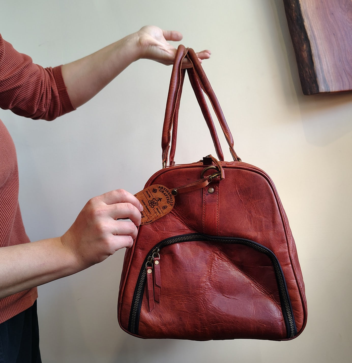 Handcrafted Leather 20” Duffle Bag w/ Shoe Compartment