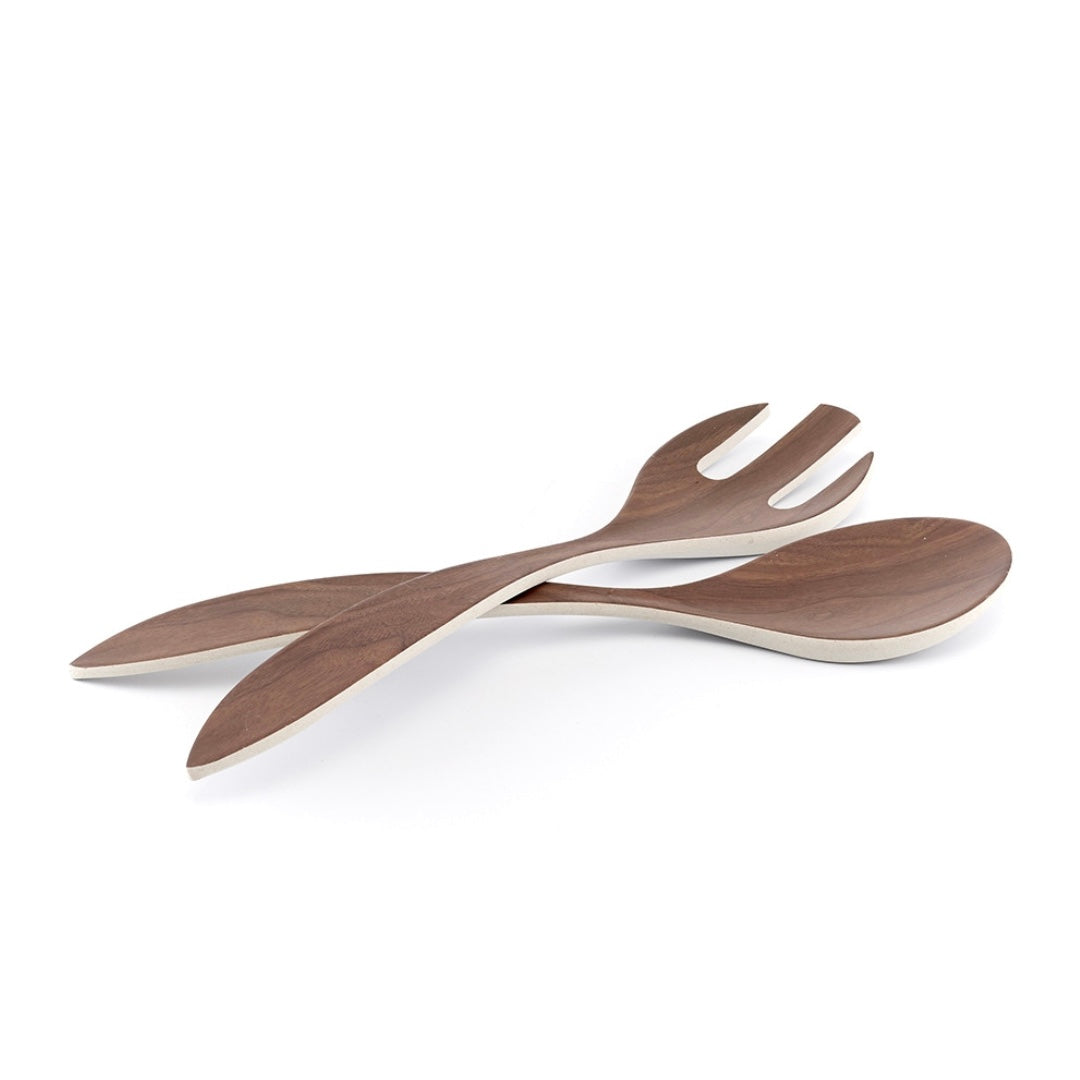 Bamboo Walnut Salad Server Set