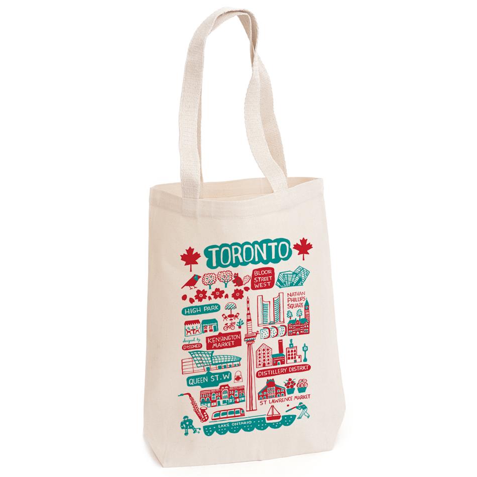 Julia Gash Toronto Cityscape Tote Bag (Large/Teal)