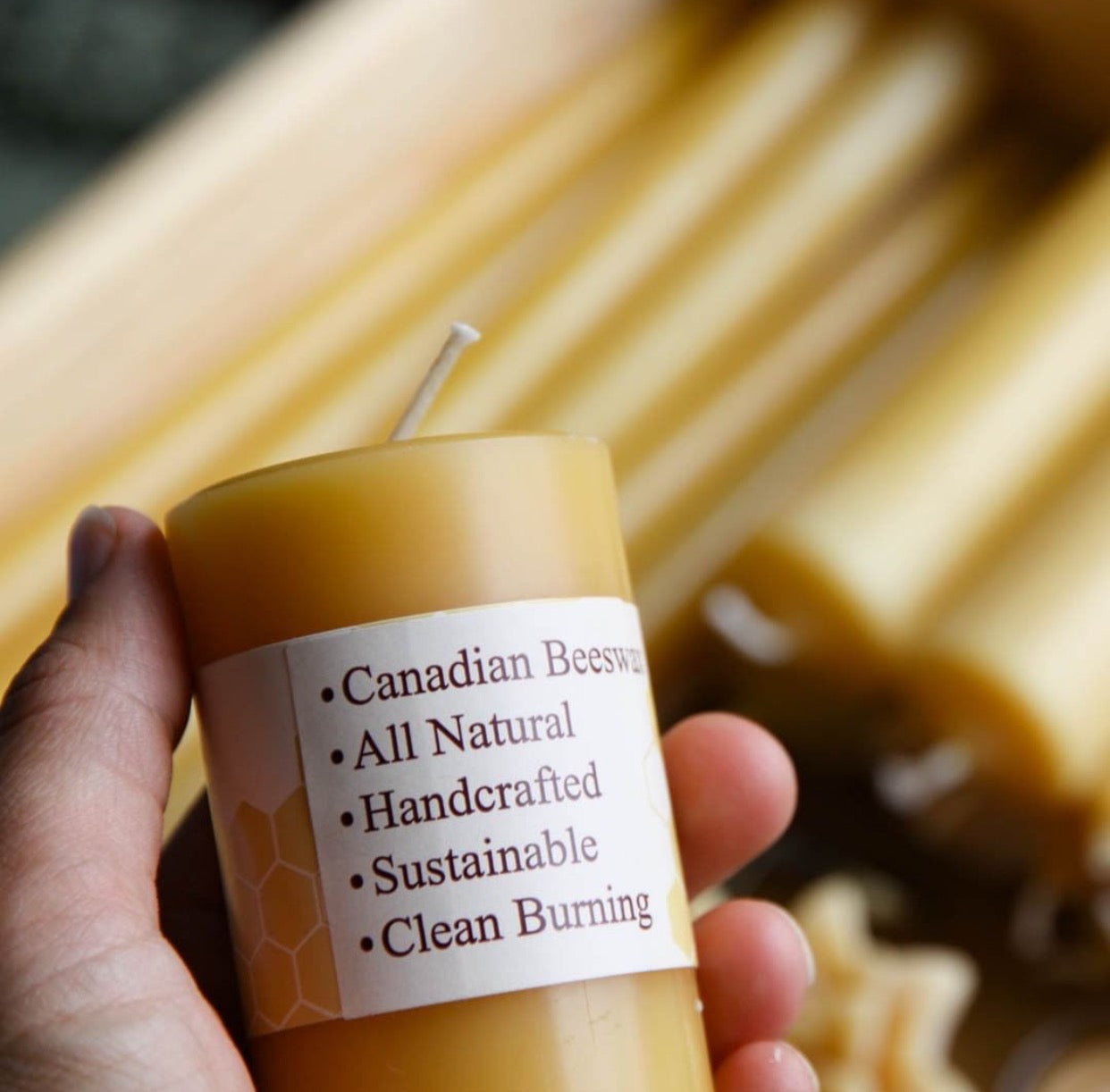 Natural Round Pillar Beeswax Candle
