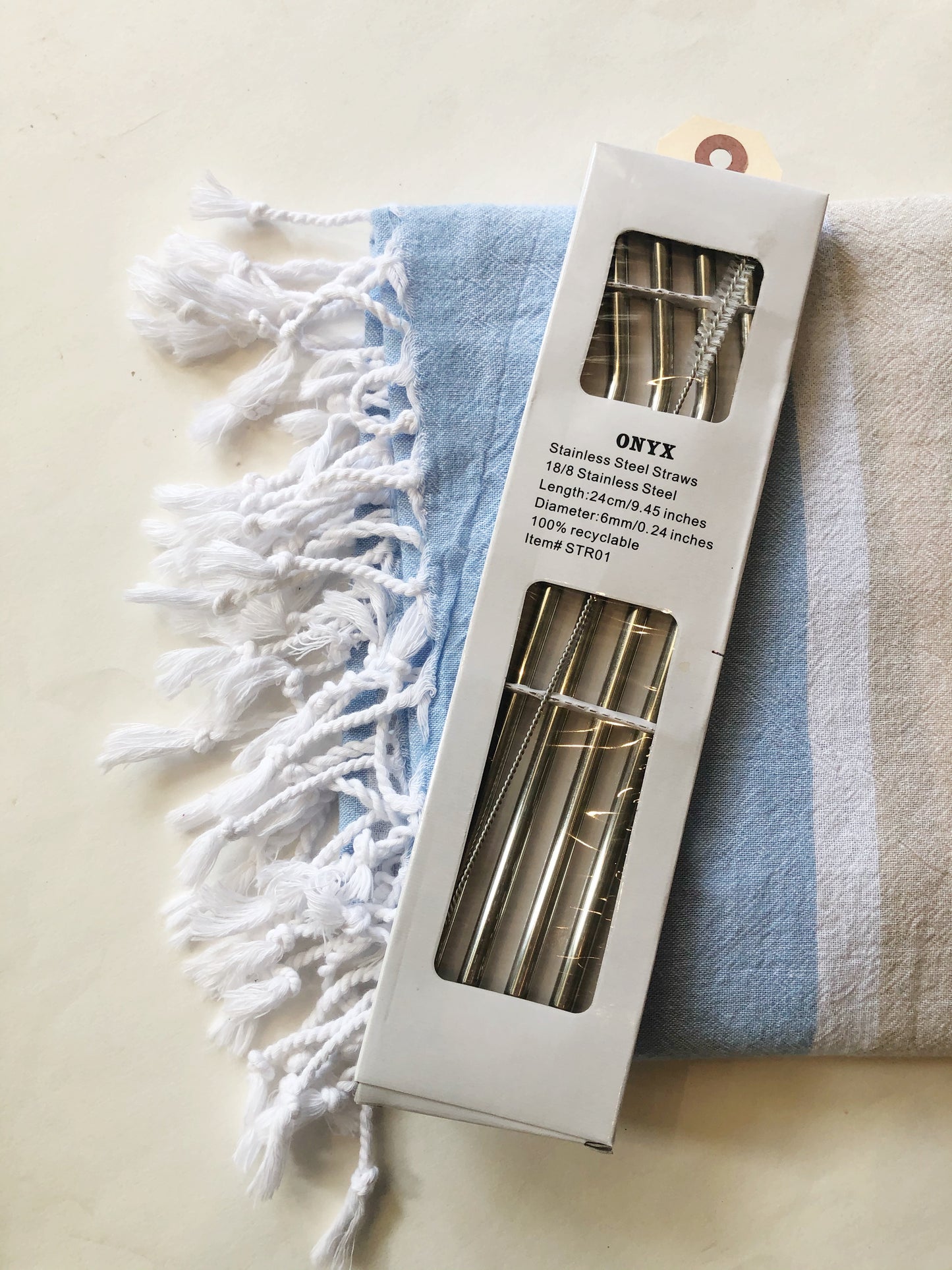 Onyx Stainless Steel Straws - 4 PACK w/ BRUSH