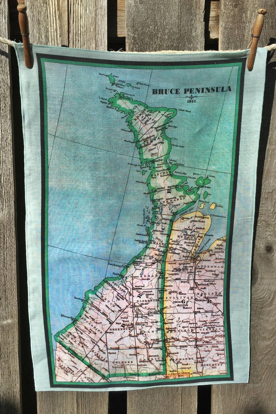 Vintage Map Linen Tea Towel