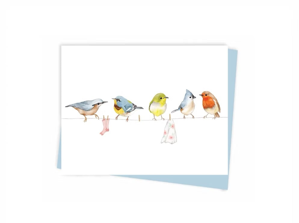 Hobeika Art Card - Birds on a Clothesline