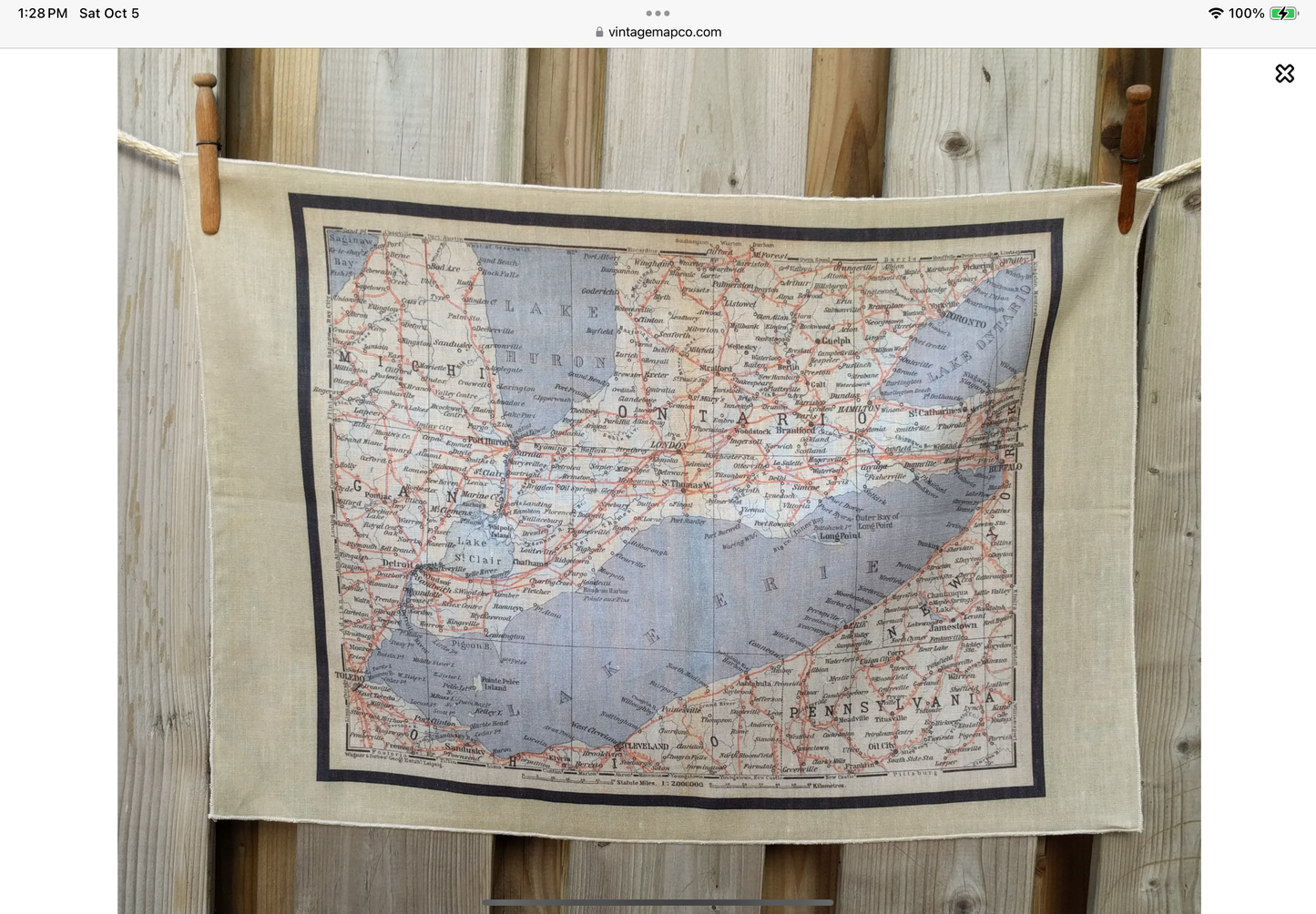 Vintage Map Linen Tea Towel