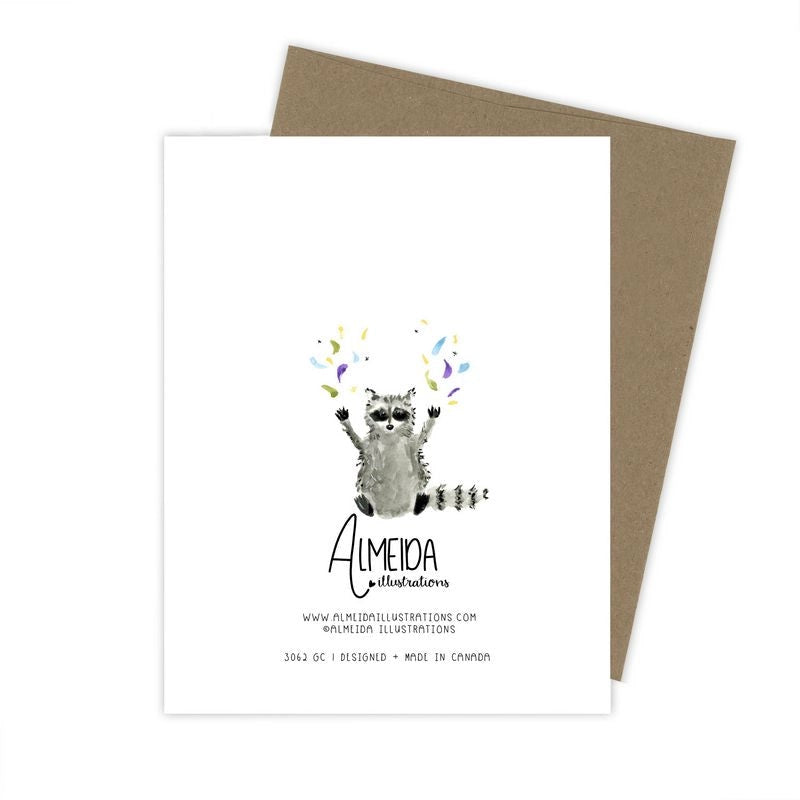 Almeida Illustrations Card - Raccoon Birthday