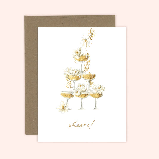 Almeida Illustrations Card - Cheers Champagne Tower