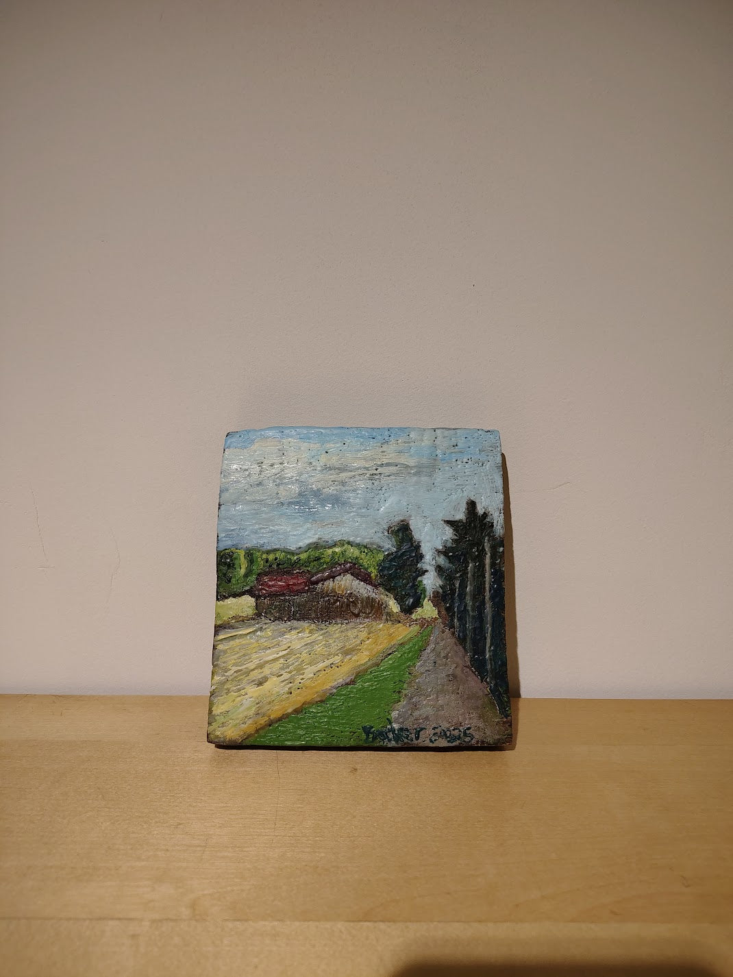 Leslie Becker Encaustic Beeswax Wood Painting