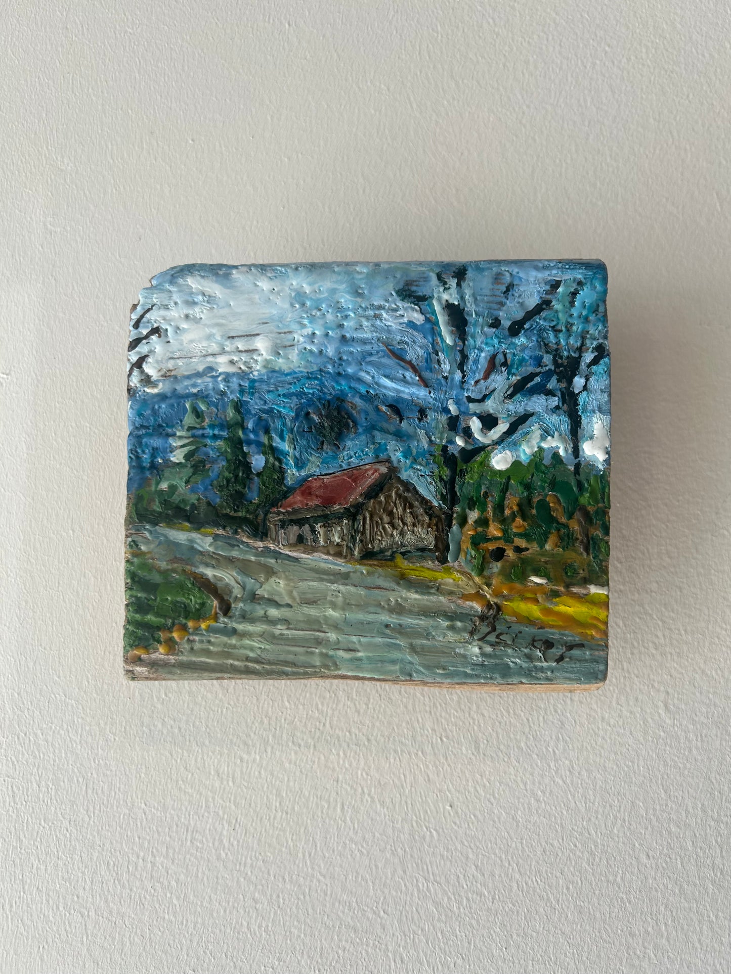 Leslie Becker Encaustic Beeswax Wood Painting