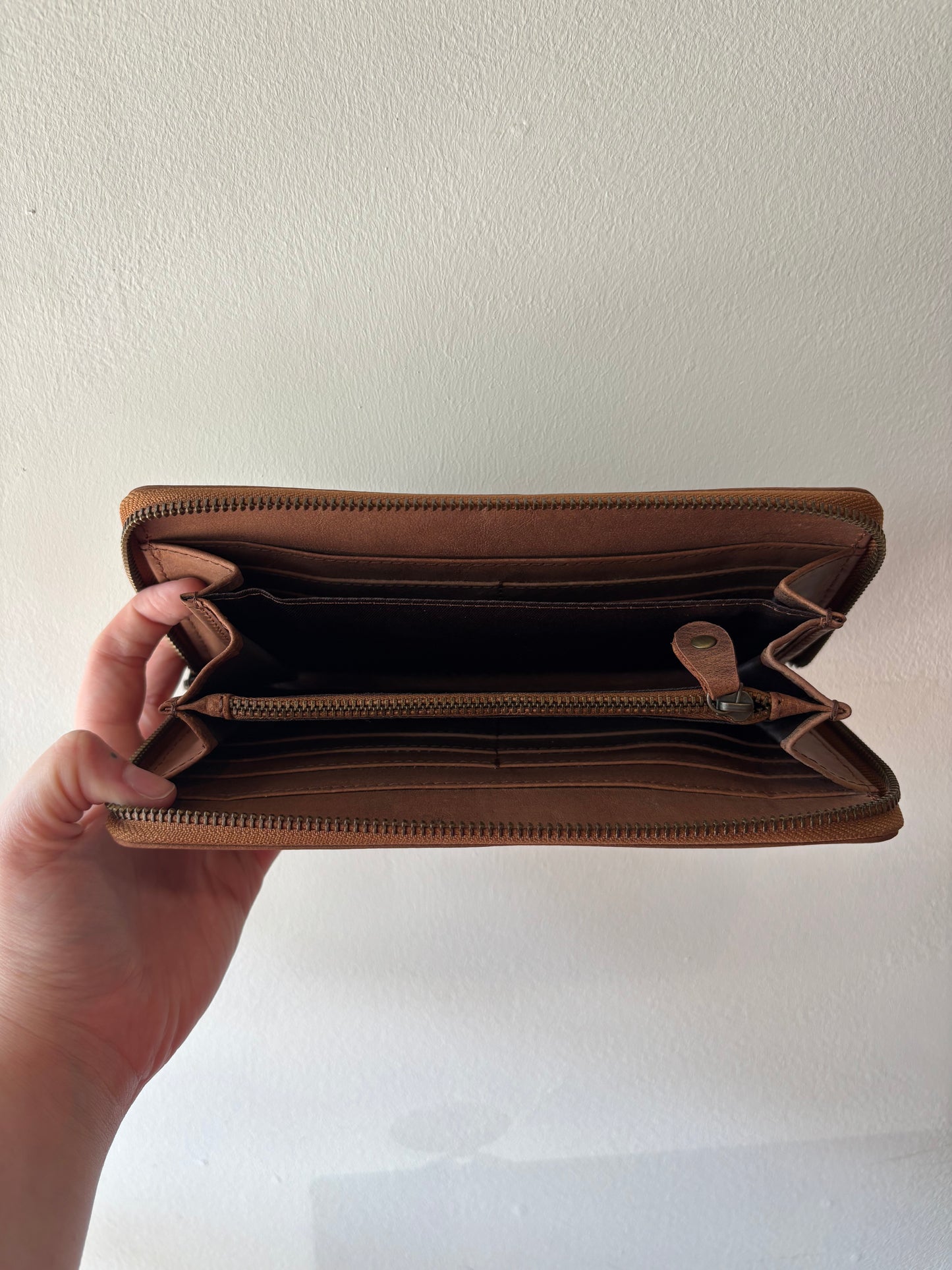 Handmade Leather Long Zippered Wallet