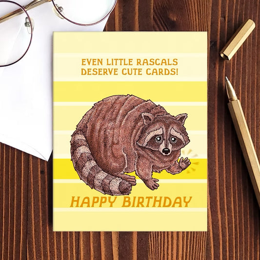 Hello Yellow Canary- Birthday Raccoon