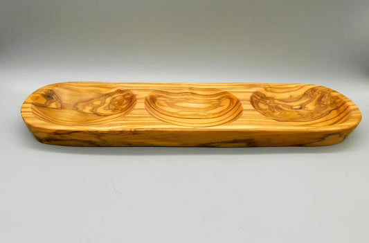 Olivewood 3 Section Flat Nut Dish