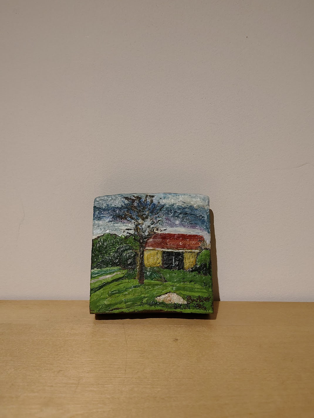 Leslie Becker Encaustic Beeswax Wood Painting