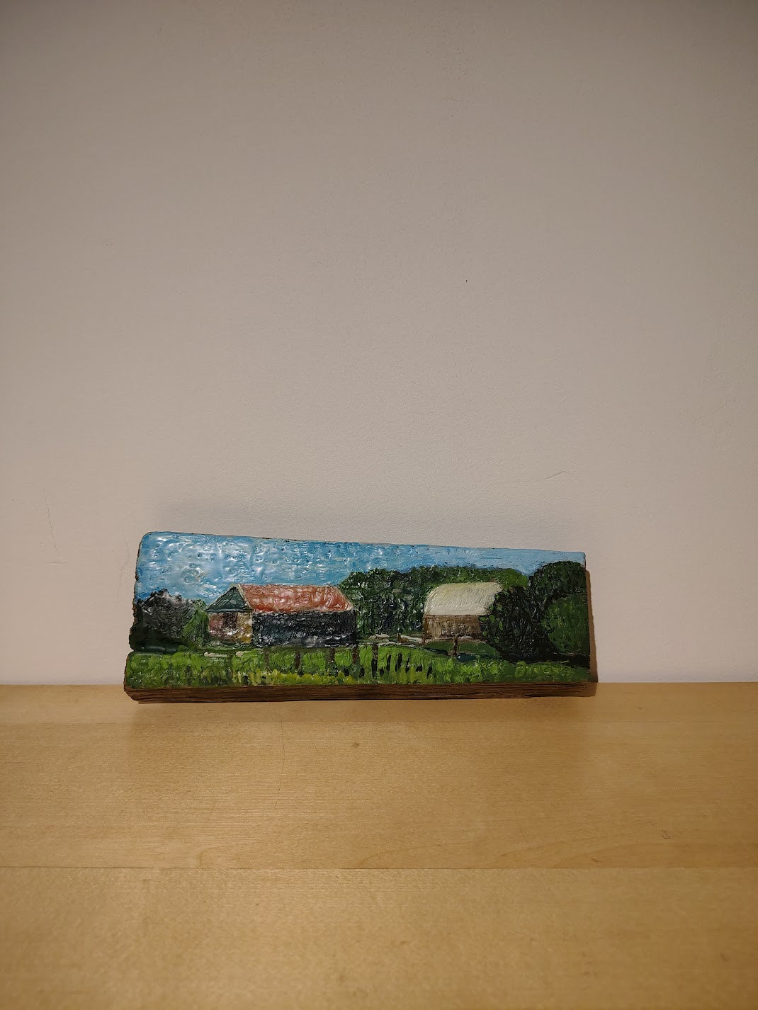 Leslie Becker Encaustic Beeswax Wood Painting