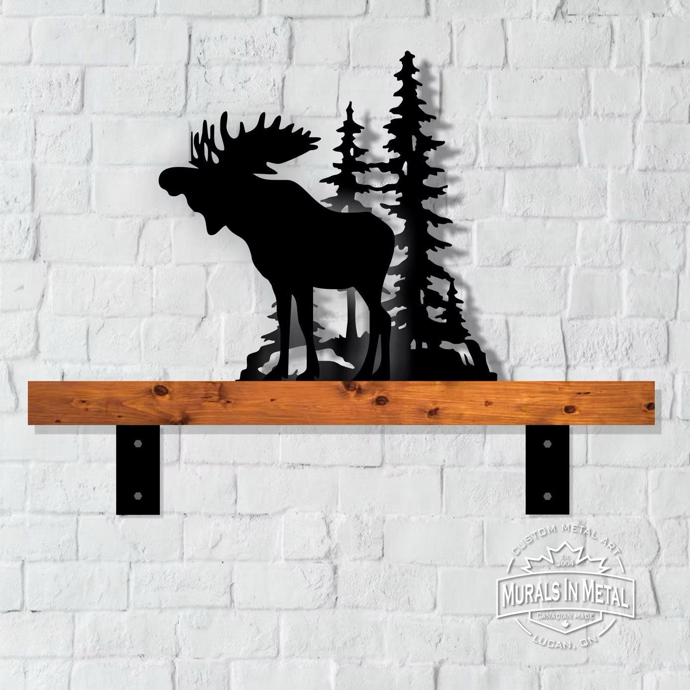 Reclaimed Metal Scuplture - Moose & Trees