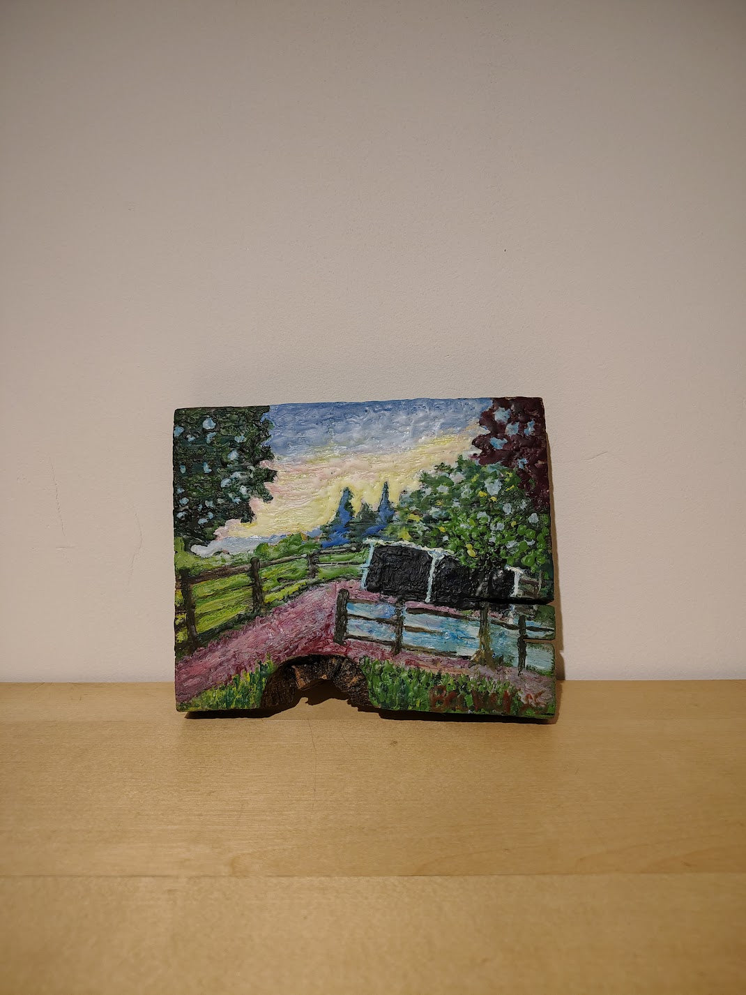 Leslie Becker Encaustic Beeswax Wood Painting