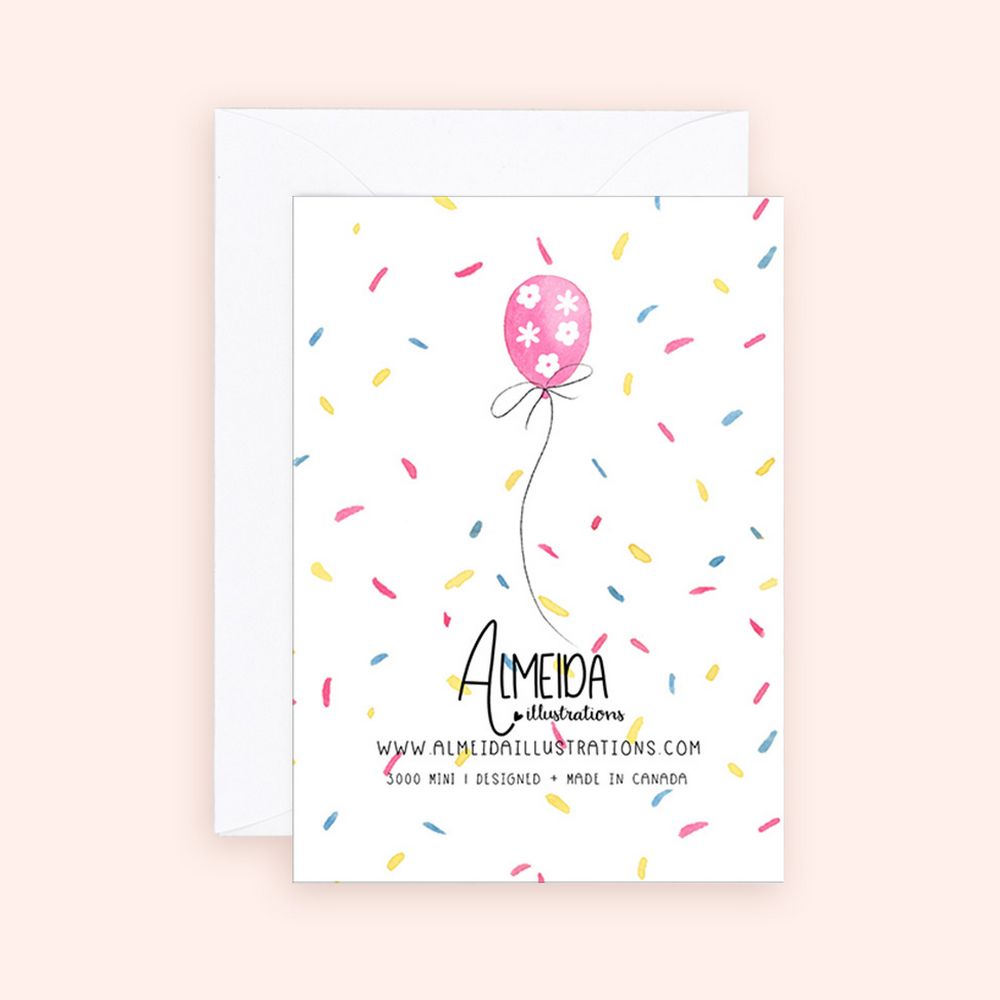 Almeida Illustrations Mini Card - Birthday Balloons