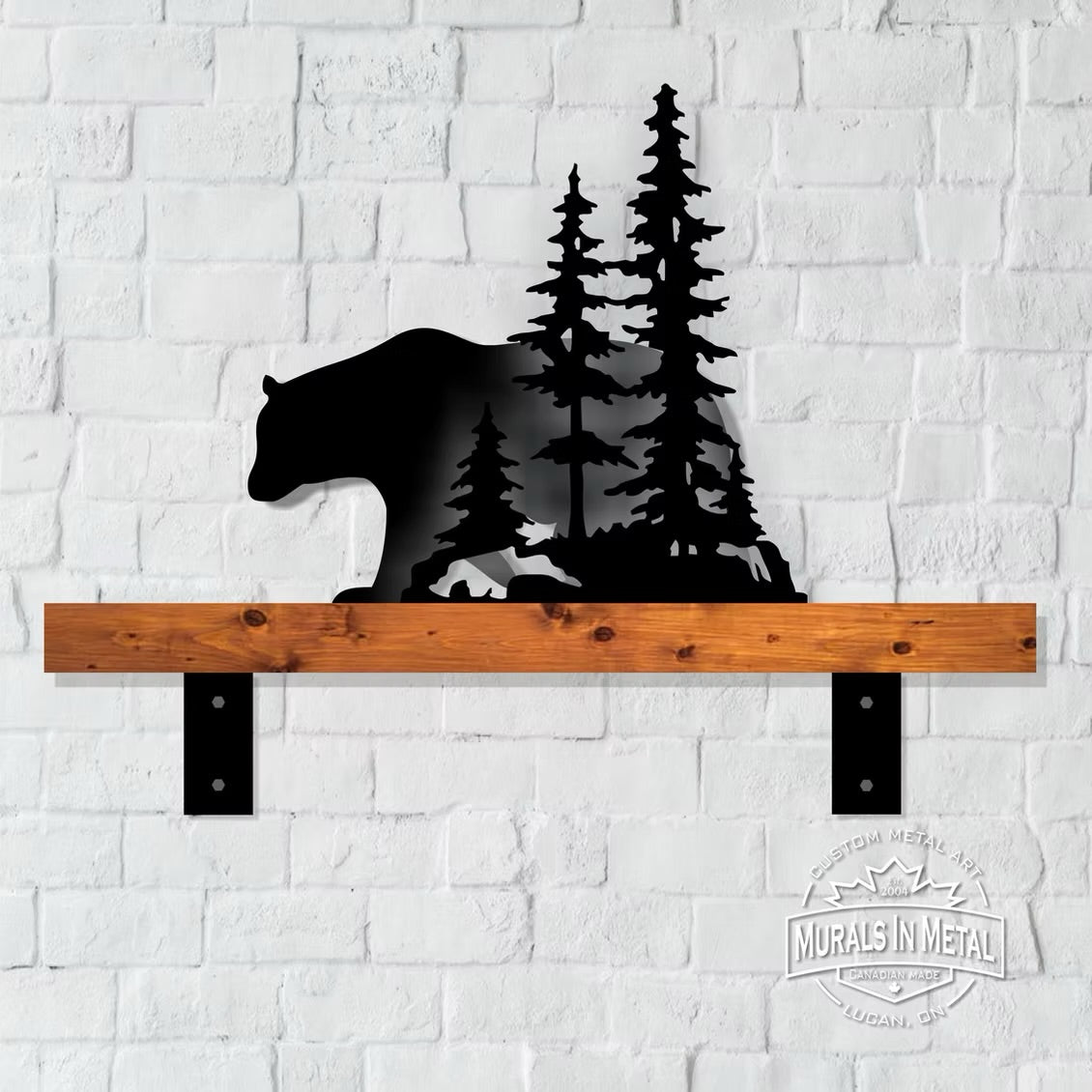 Reclaimed Metal Scuplture - Bear & Trees