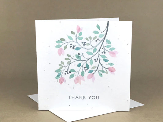Okku Plantable Card - Thank You Flower Branch