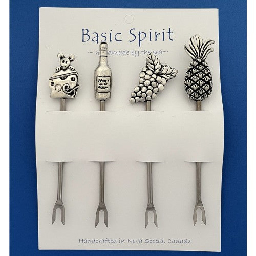 Basic Spirit Handmade Pewter Hors D’Oeuvre Picks - Set Of 4