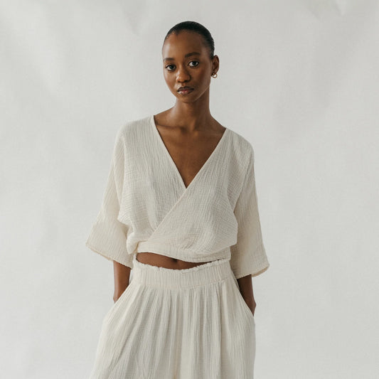 Pokoloko Crinkle Balloon Sleeve Top