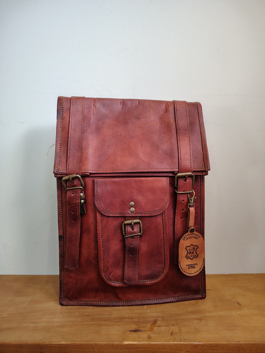 Handcrafted Leather Full Flap Padded Backpack