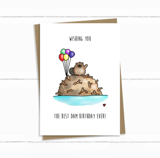 Baun Bon Card - Best Dam Birthday Beaver