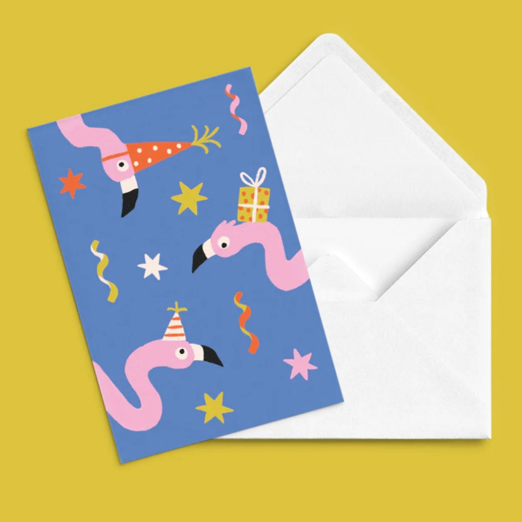 Anne Julie Dudemaine Card - Flamingo Birthday