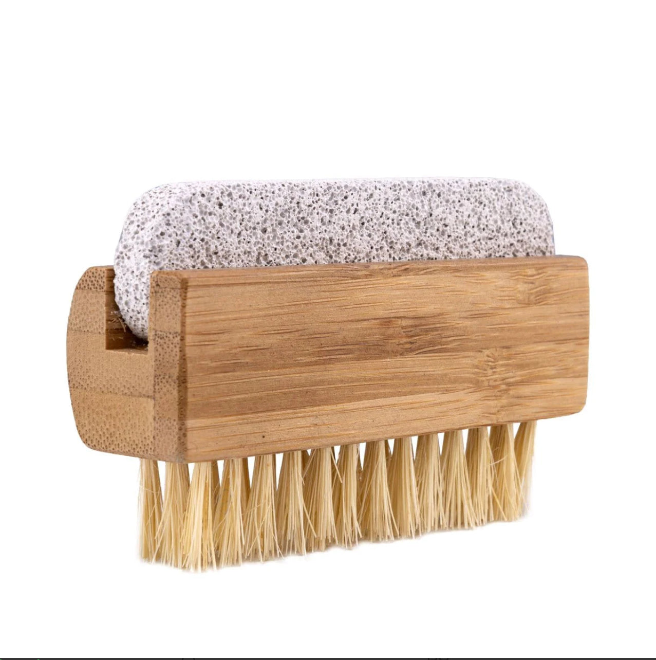 Duo Sided Bamboo Nail Brush With Natural Pumice Stone