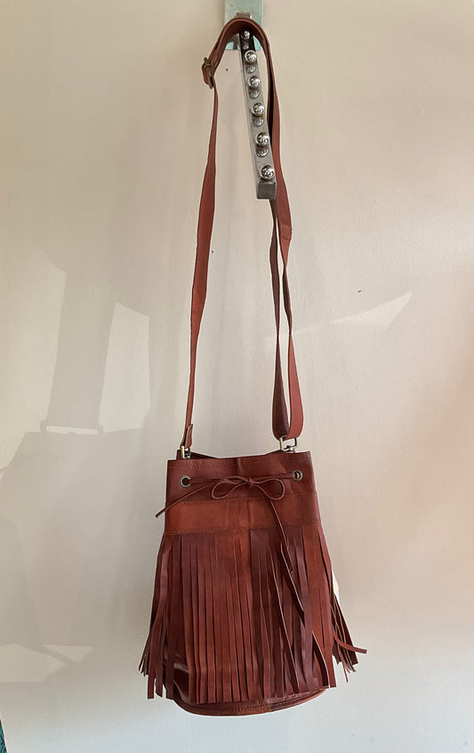 Handcrafted Fringe Bucket Bag