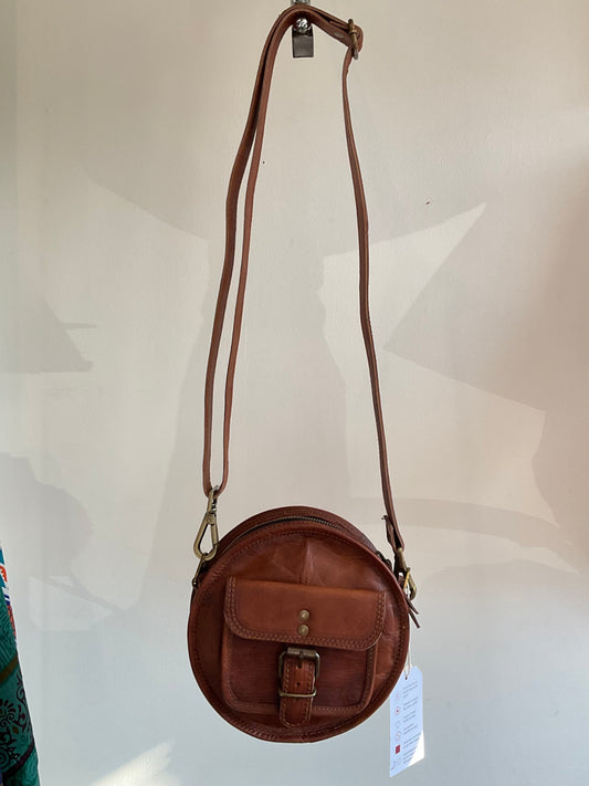 Hand Crafted Leather 7” Circle Bag
