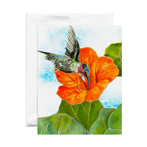 Kat Signature Card - Red Throated Hummingbird