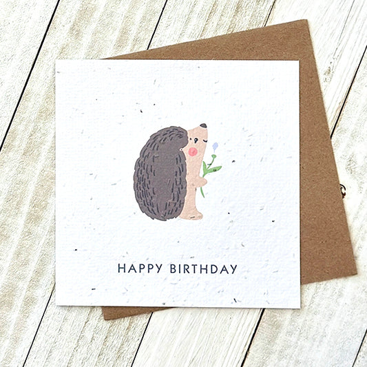 Okku Plantable Card - Birthday Hedgehog