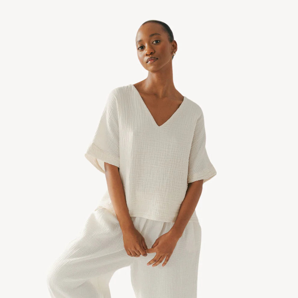 Pokoloko Crinkle V-Neck Top