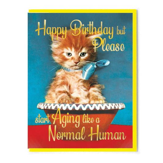 Smitten Kitten Card - Birthday Please Age Normal Human