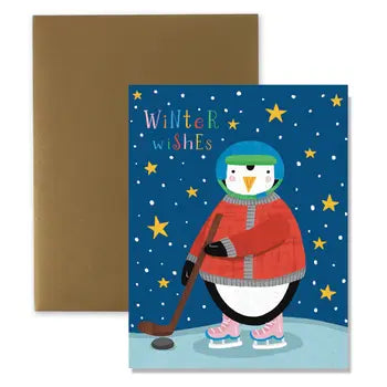 Hello Holy Days - Warm Wishes Hockey Penguin
