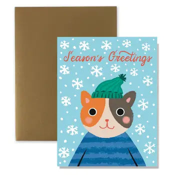 Hello Holy Days - Calico Cat In The Snow Season’s Greetings