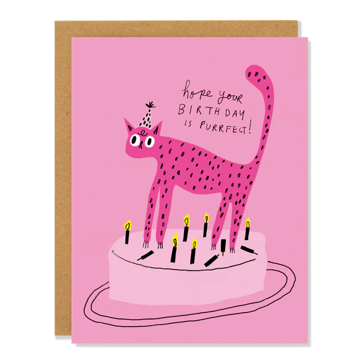Badger and Burke Card - Purrfect Pink Birthday Cat Cake