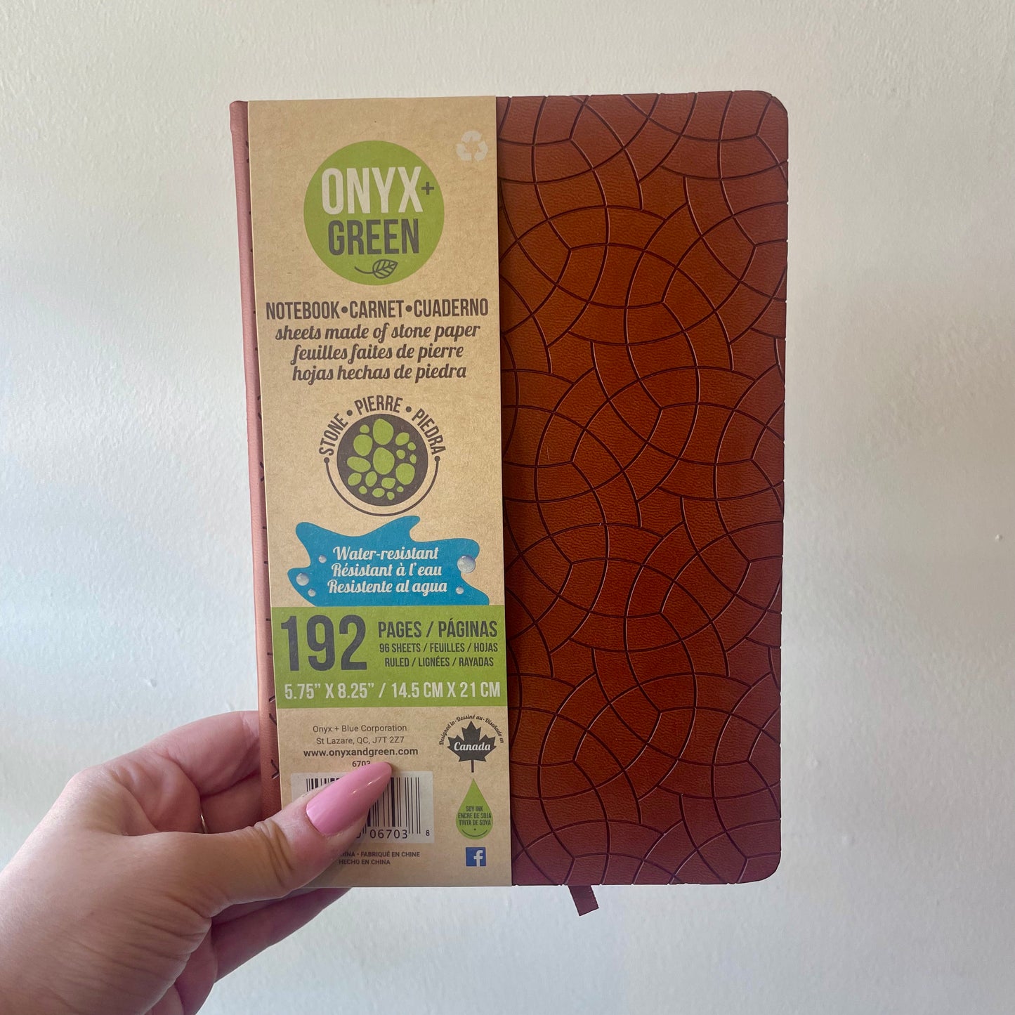 Onyx + Green Hard Cover Stone Paper Notebook