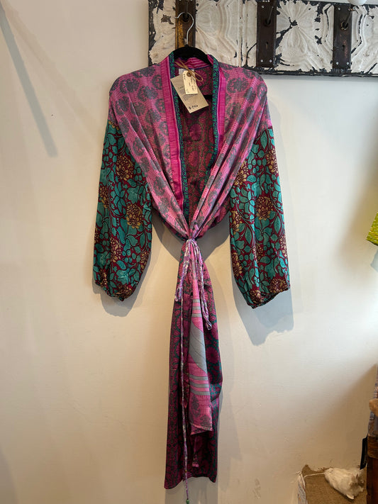 Upcycled Sari Robe - Short #C46