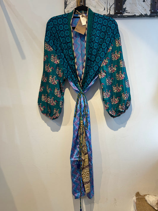 Upcycled Sari Robe - Short #C61