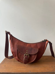 Hand Crafted Leather 9” Half Moon Bag