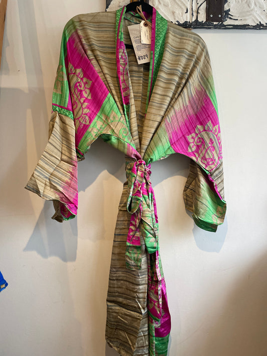 Upcycled Sari Robe - Short #D29